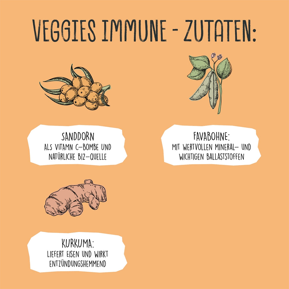 Der vegane Snack Veggies Immune von VegDog.