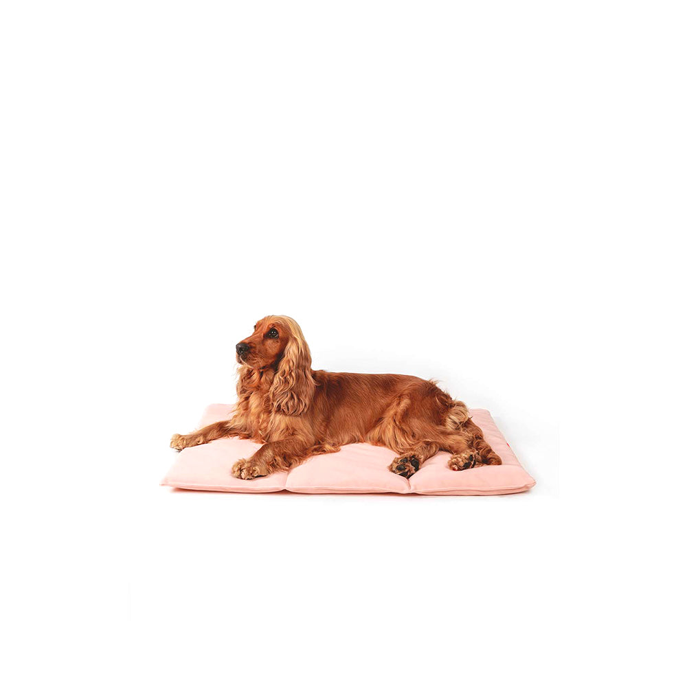 Die nachhaltige Hundereisematte 'Nomad Bed' von Qisu in der Farbe light pink.